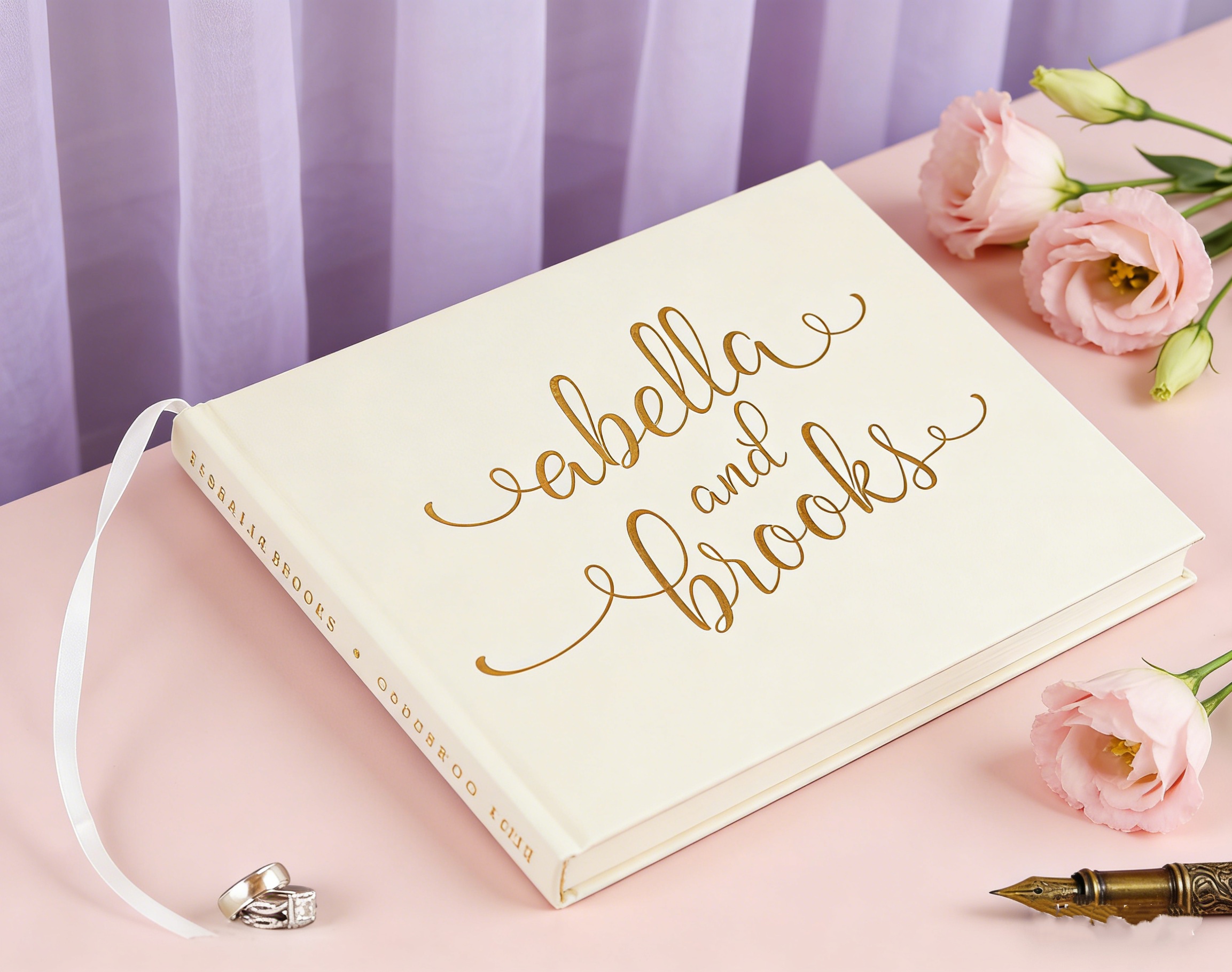 Custom Photo Book - Rustic Floral Wedding Guestbook Custom Hardcover