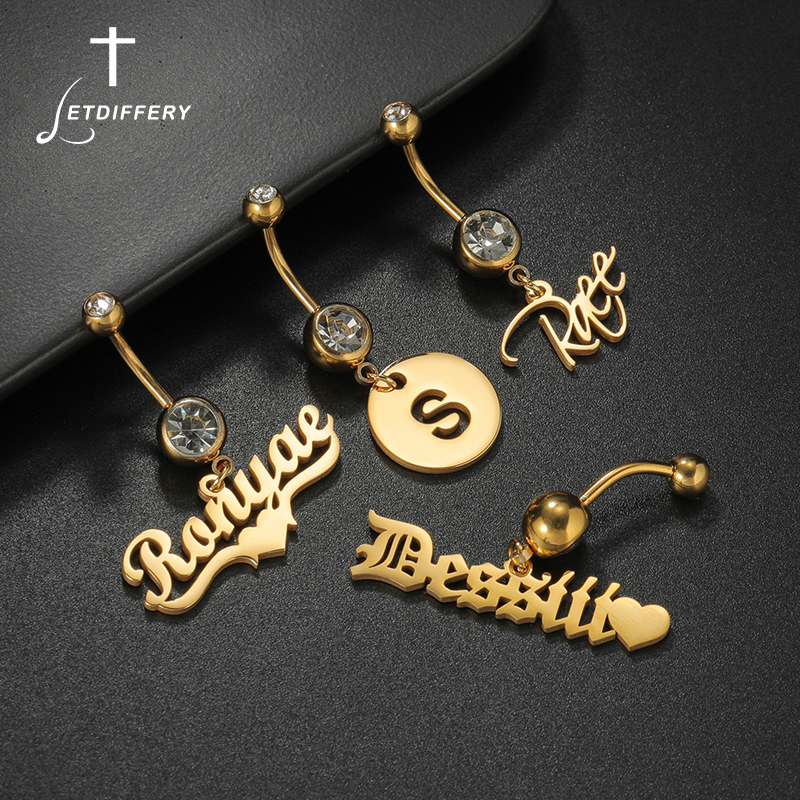 Initial Ring Custom - Letdiffery Custom Name Belly Button Rings
