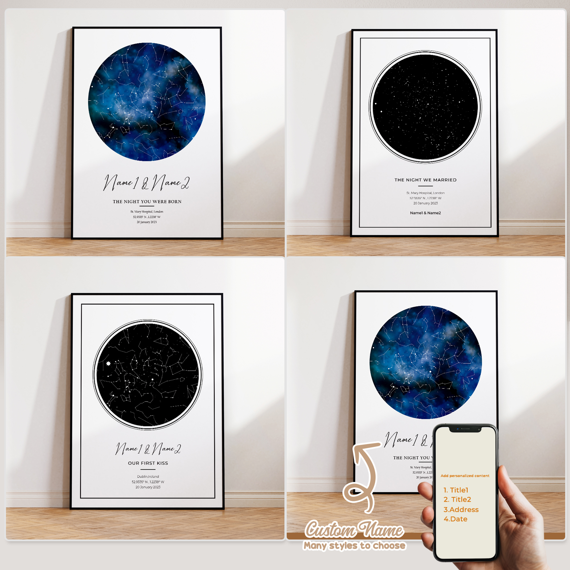 Custom Star Map - Modern Custom Personalized Night Sky Star