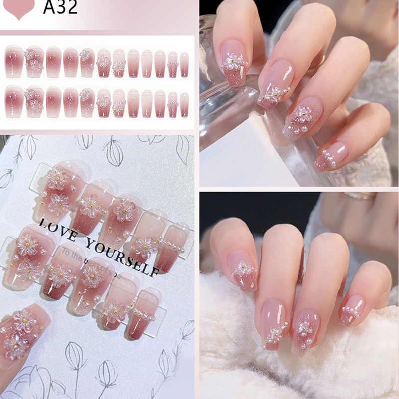 24pcs Medium Long Acrylic Fake - Pressed Flower Art recensie en prijs