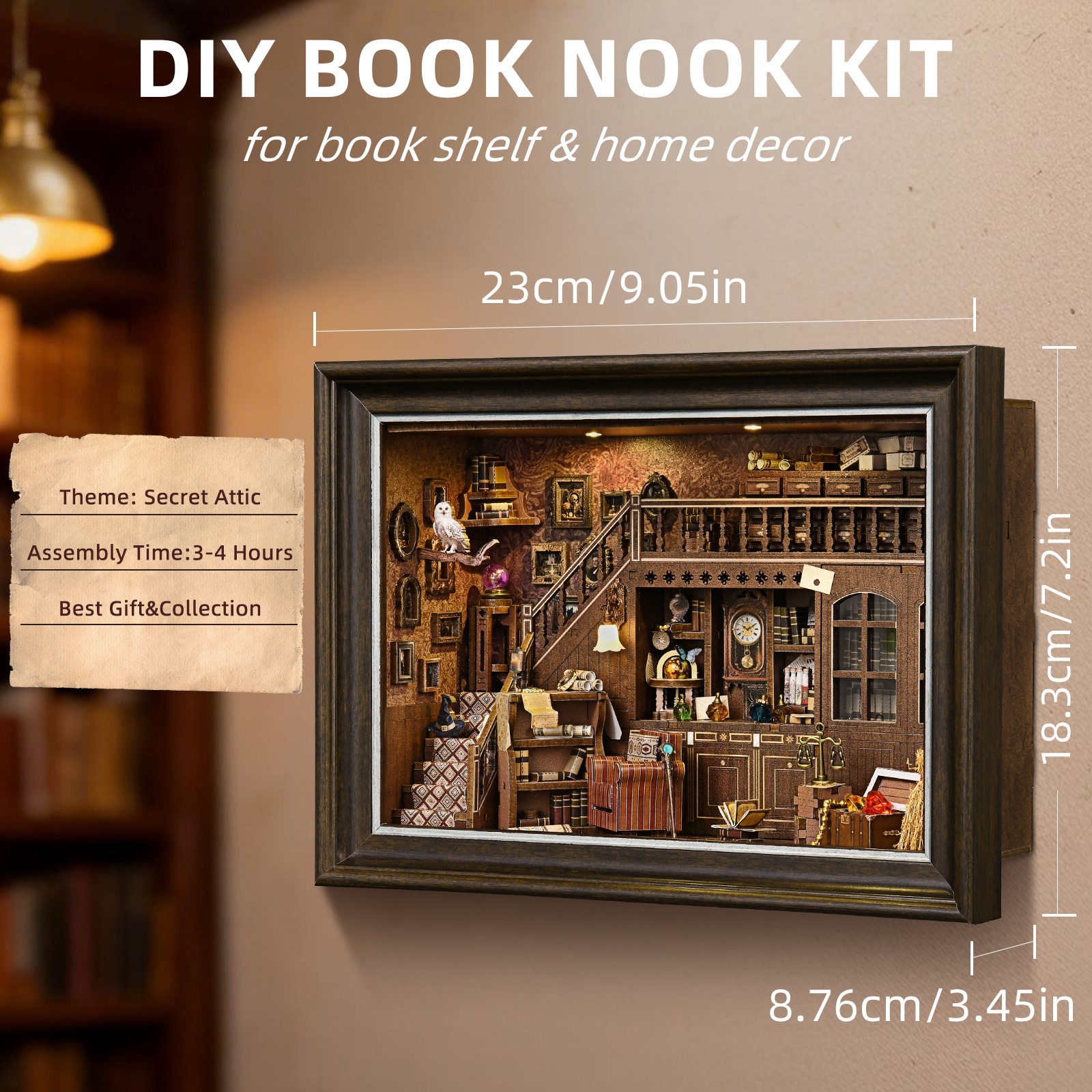 Book Nook Kit Secret Attic DIY - Engraved Wood Frame recensie en prijs