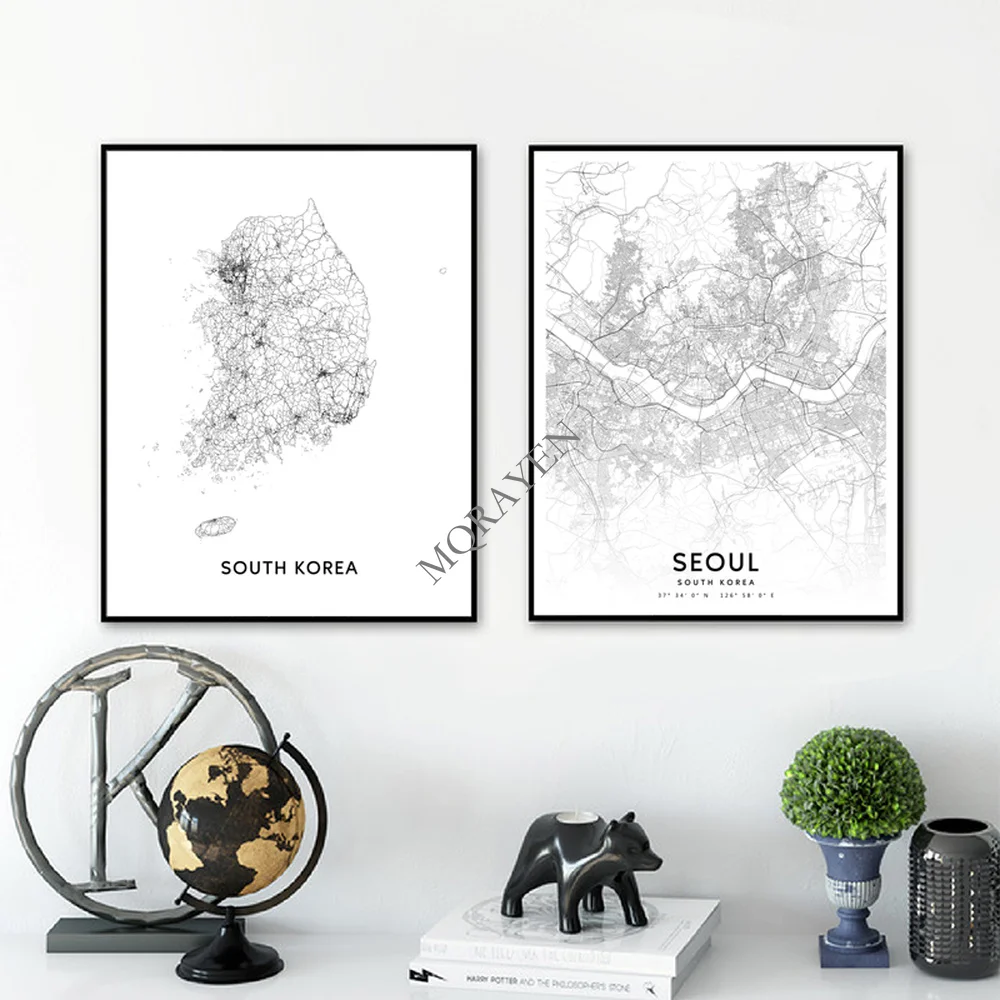 South Korea Map Black and Whit - Custom Star Map recensie en prijs