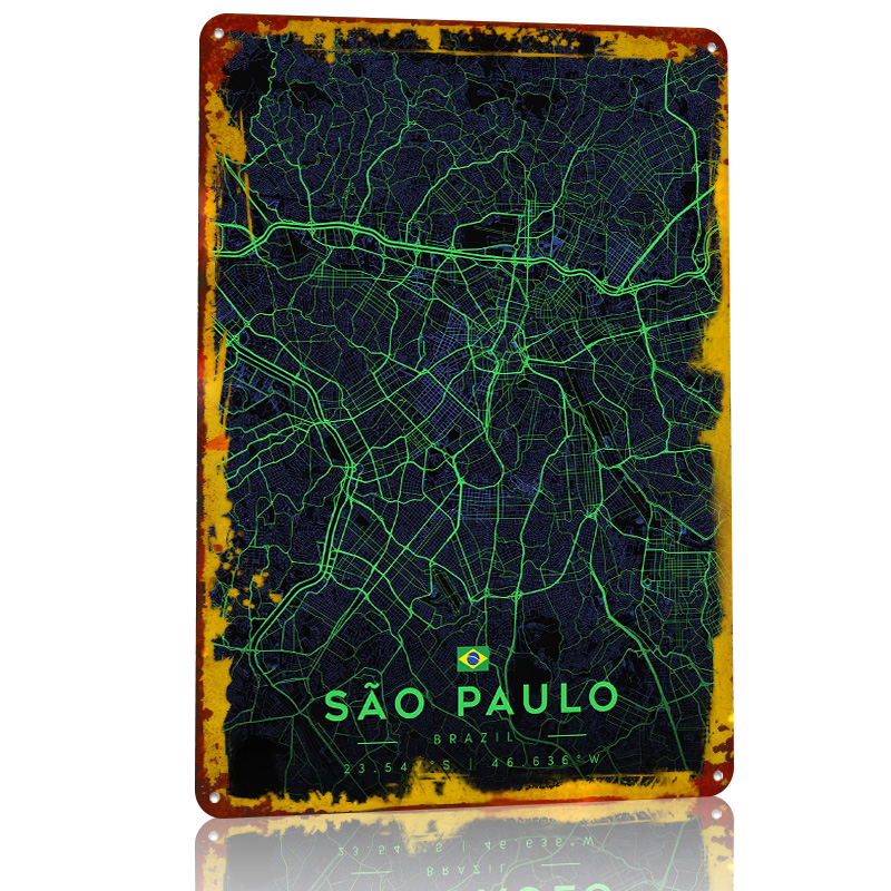 Sao Paulo City Map Art Tin Pos - Custom Map Poster recensie en prijs