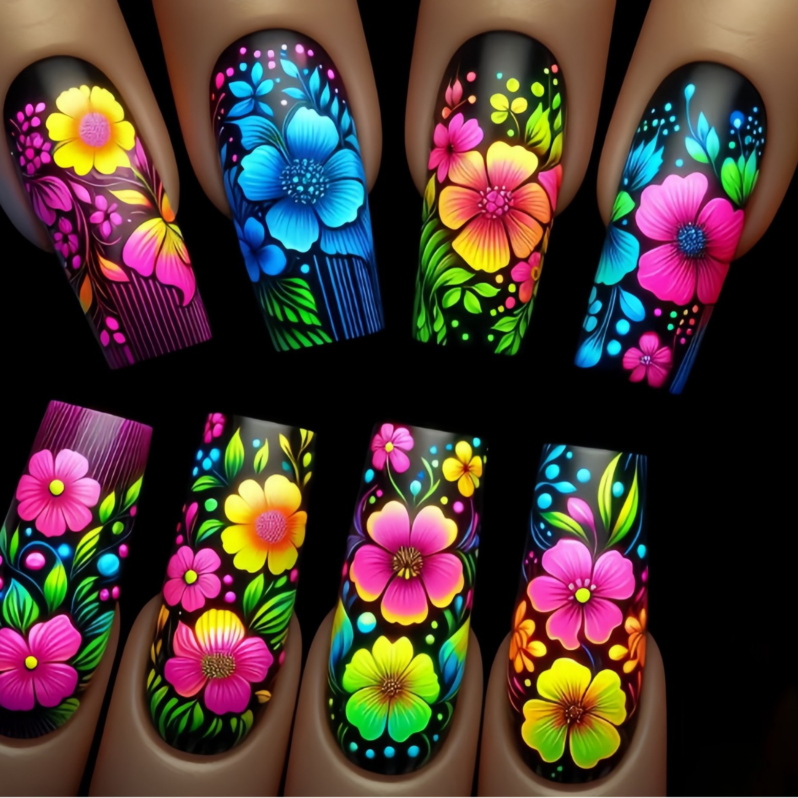 Medium long fake nails gradien - Pressed Flower Art recensie en prijs
