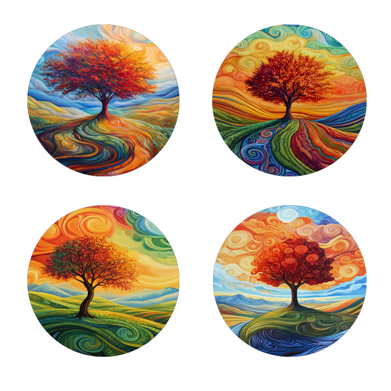 4 tree print coasters, suitabl - Family Tree Print recensie en prijs