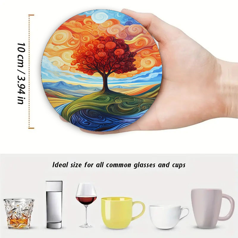 4 tree print coasters, suitabl - Family Tree Print recensie en prijs
