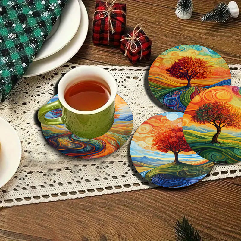 4 tree print coasters, suitabl - Family Tree Print recensie en prijs