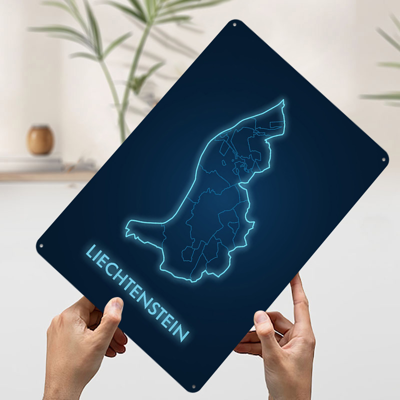 Liechtenstein Map Neon Blue Pr - Custom Map Poster recensie en prijs