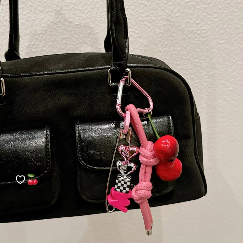 Y2k Cute Cherry Alphabet PU Le - Monogram Keychain Leather recensie en prijs