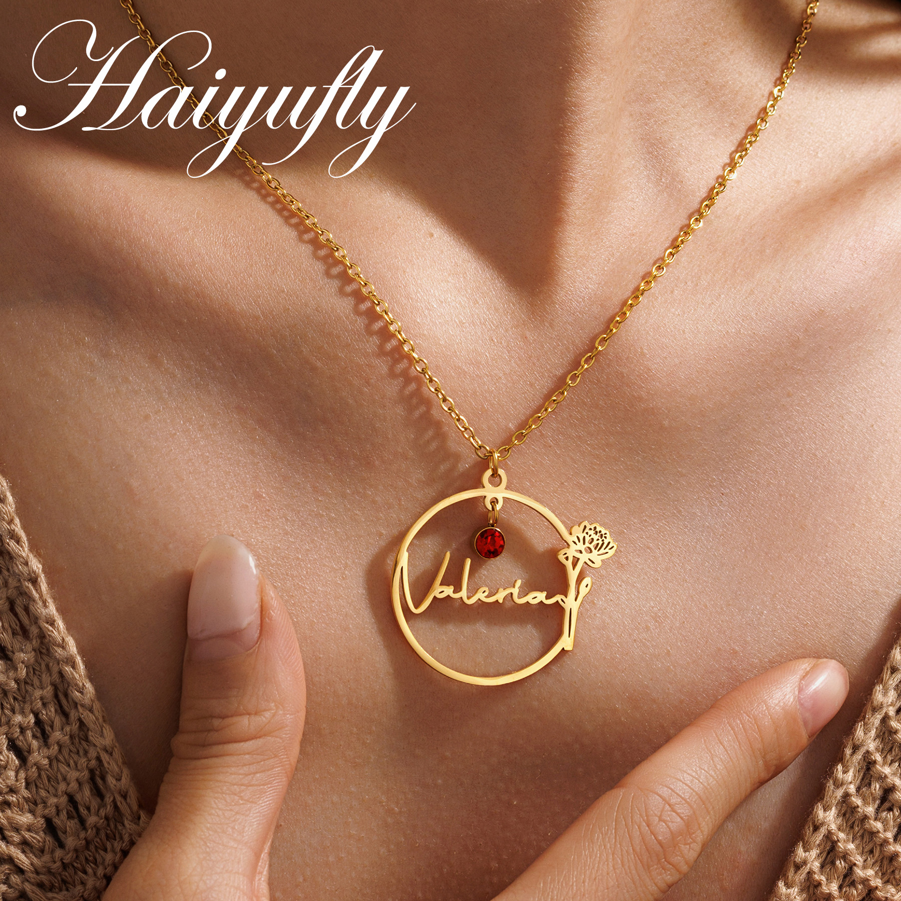 Haiyufly Custom Name Necklace  - Birth Flower Necklace recensie en prijs