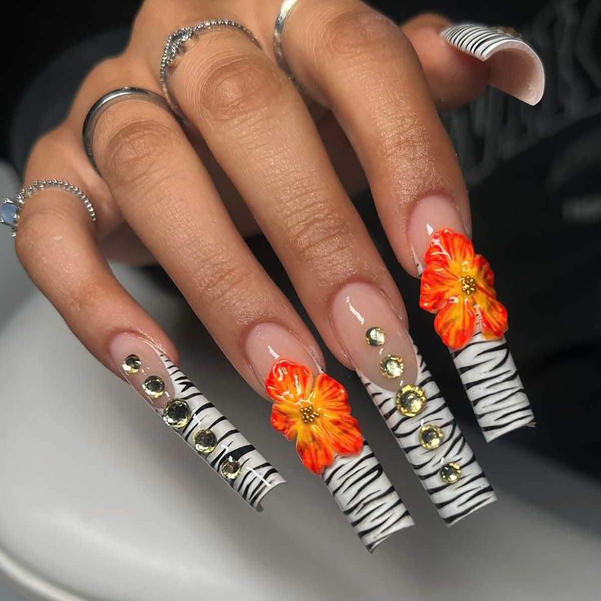 24pcs Flower Press on Nails Ar - Pressed Flower Art recensie en prijs